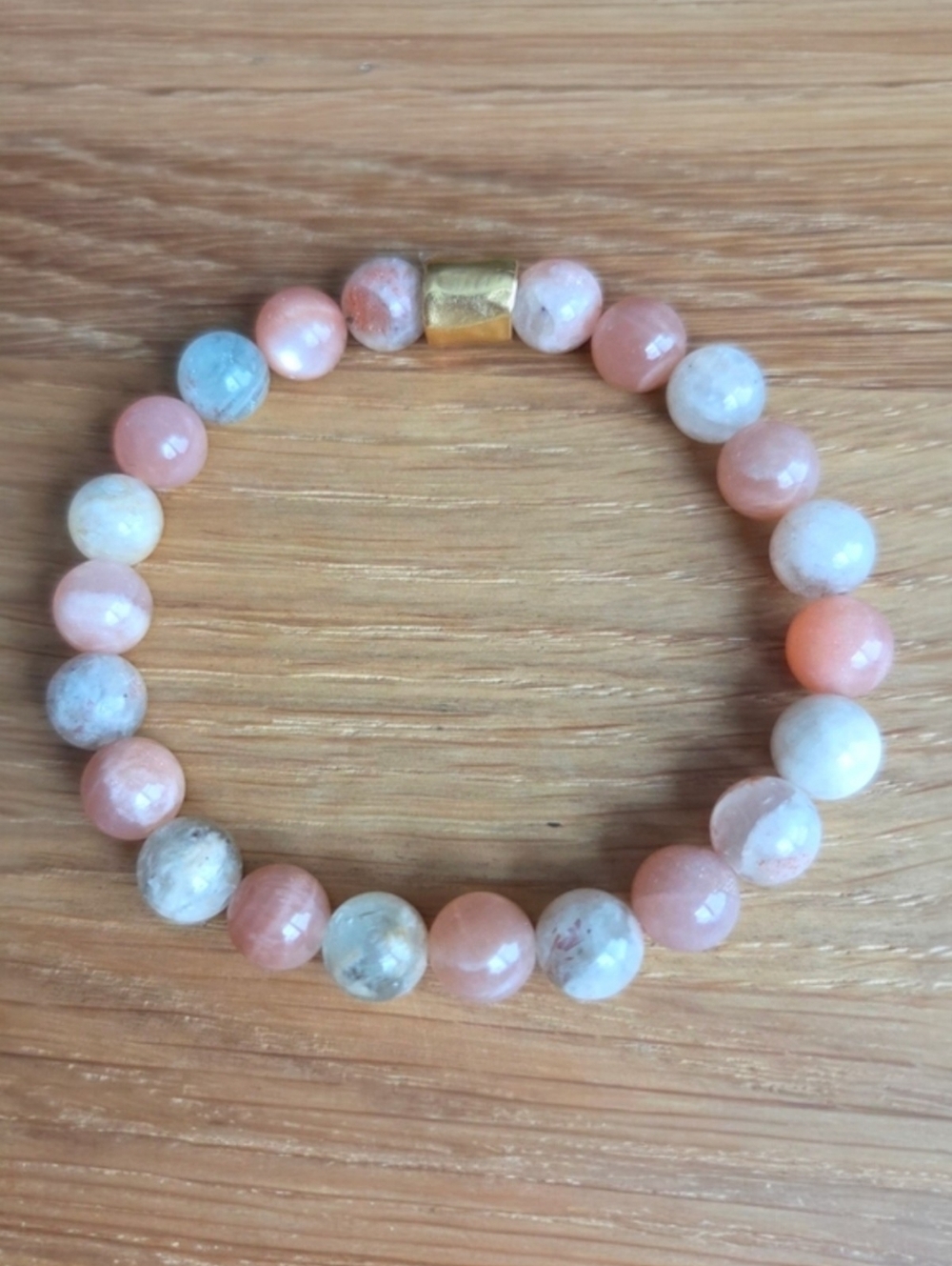 Sunstone Beaded Stretch Bracelet | Handmade | Orange